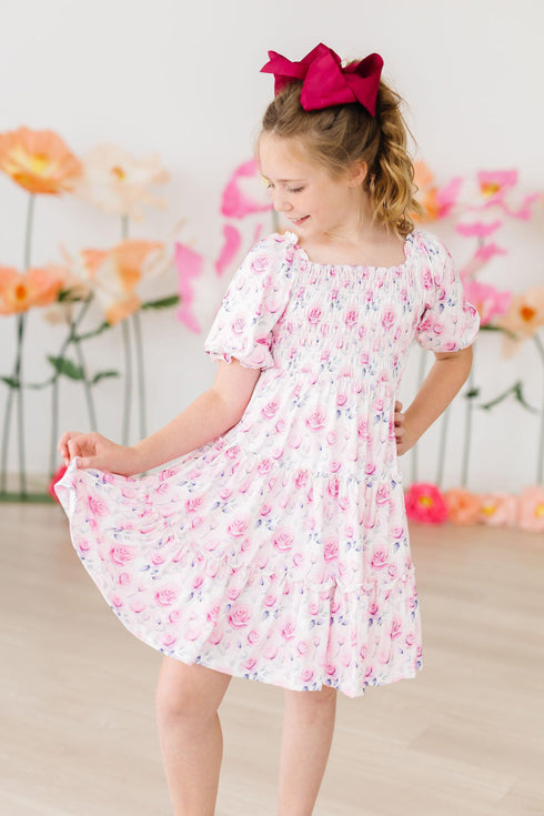 rose-garden-smocked-ruffle-dress Mila & Rose at Sophia's Style-Rose Garden Smocked Ruffle Dress-2T-Smocked Ruffle Dress-1